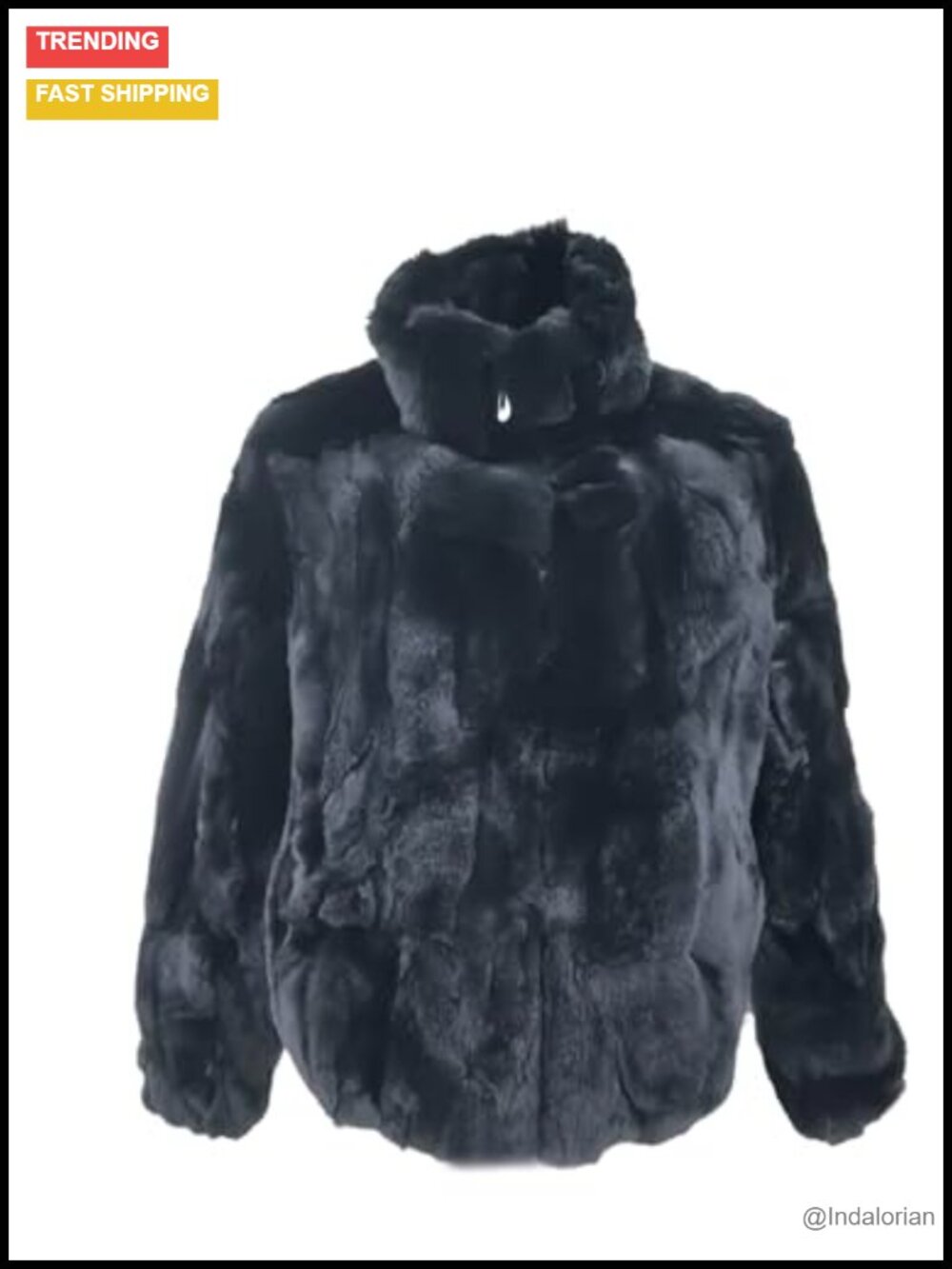 Natural Rex Rabbit Fur Coat High Collar Overcoat